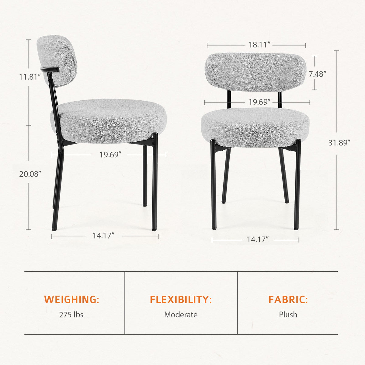 LuneluX_Home – Set of 2 Bouclé Dining Chairs | Nordic Edition