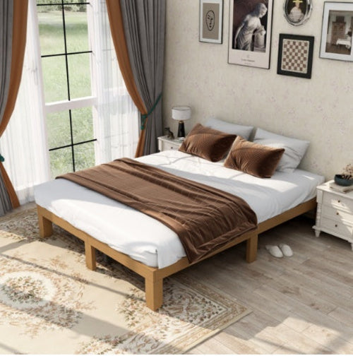 LuneluX_Home – Queen Size Solid Wood Platform Bed Frame