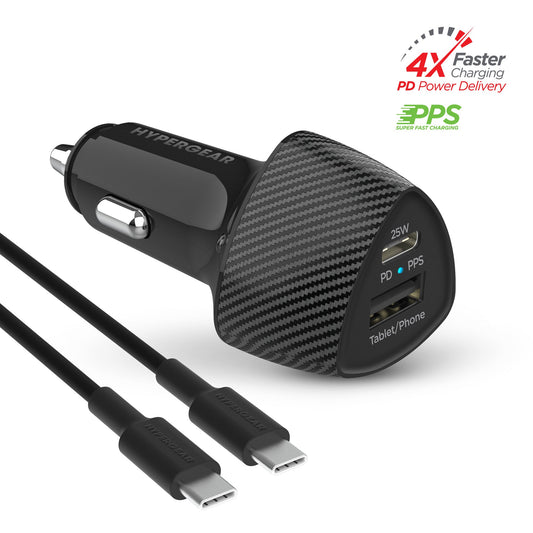 HyperGear SpeedBoost 25W PD USB-C Car Charger Kit with PPS Fast Charge
