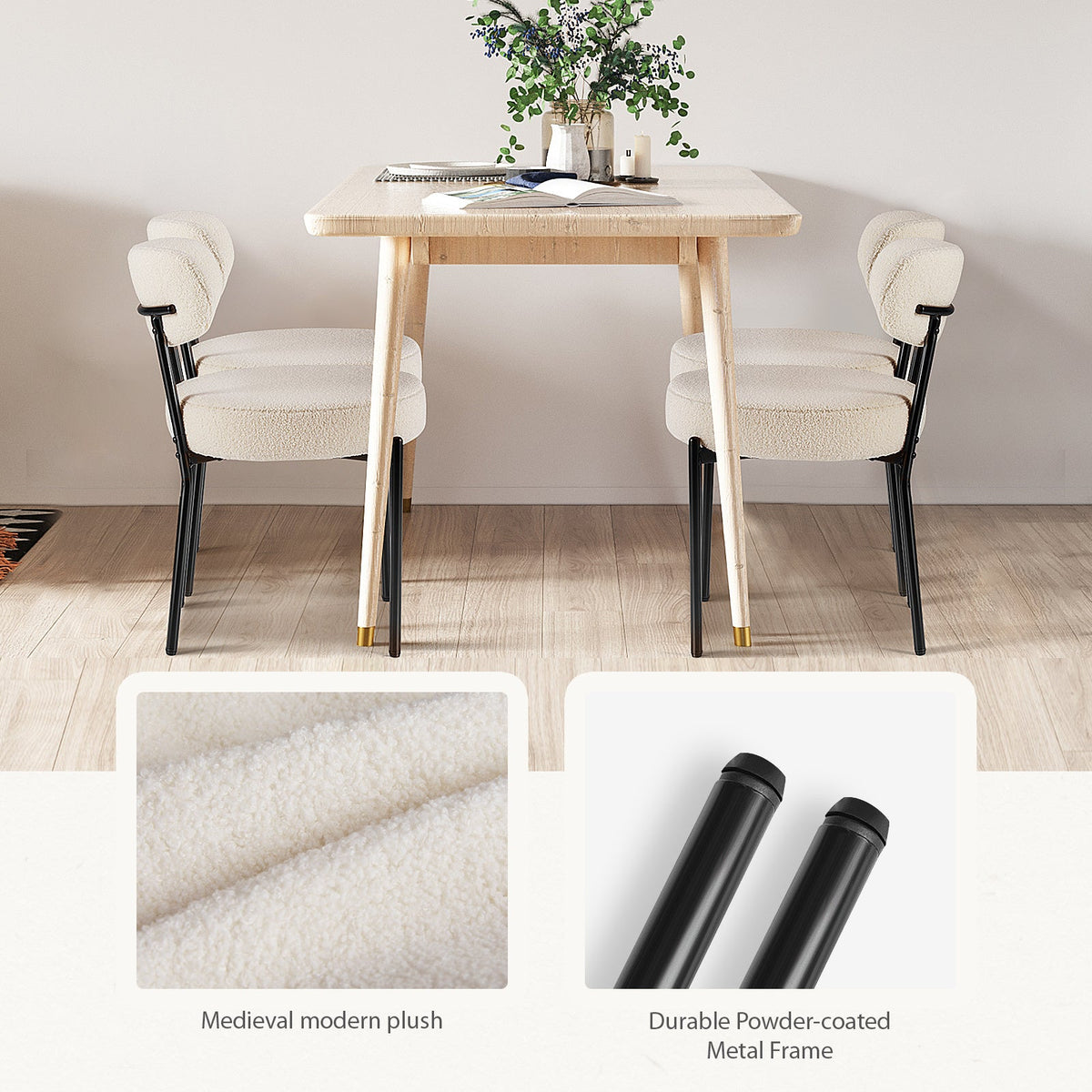 LuneluX_Home – Set of 2 Bouclé Dining Chairs | Nordic Edition