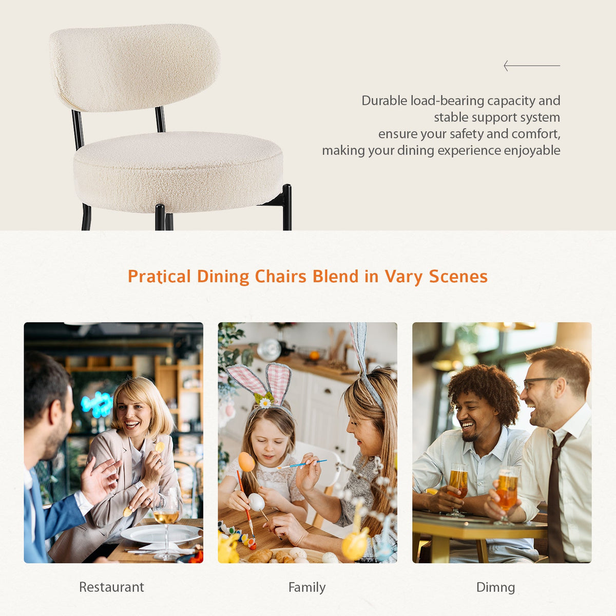 LuneluX_Home – Set of 2 Bouclé Dining Chairs | Nordic Edition