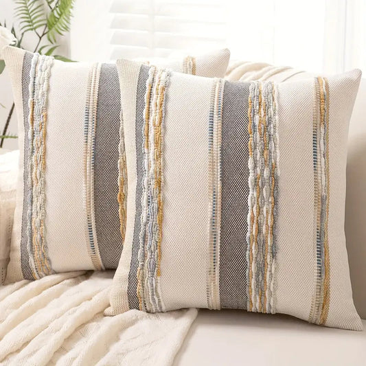 Boho Striped Chenille Throw Pillowcases