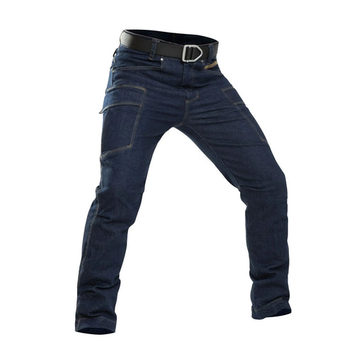 Men's Tactical Jeans Military Denim Cargo Pants Multi-pocket Elastic
