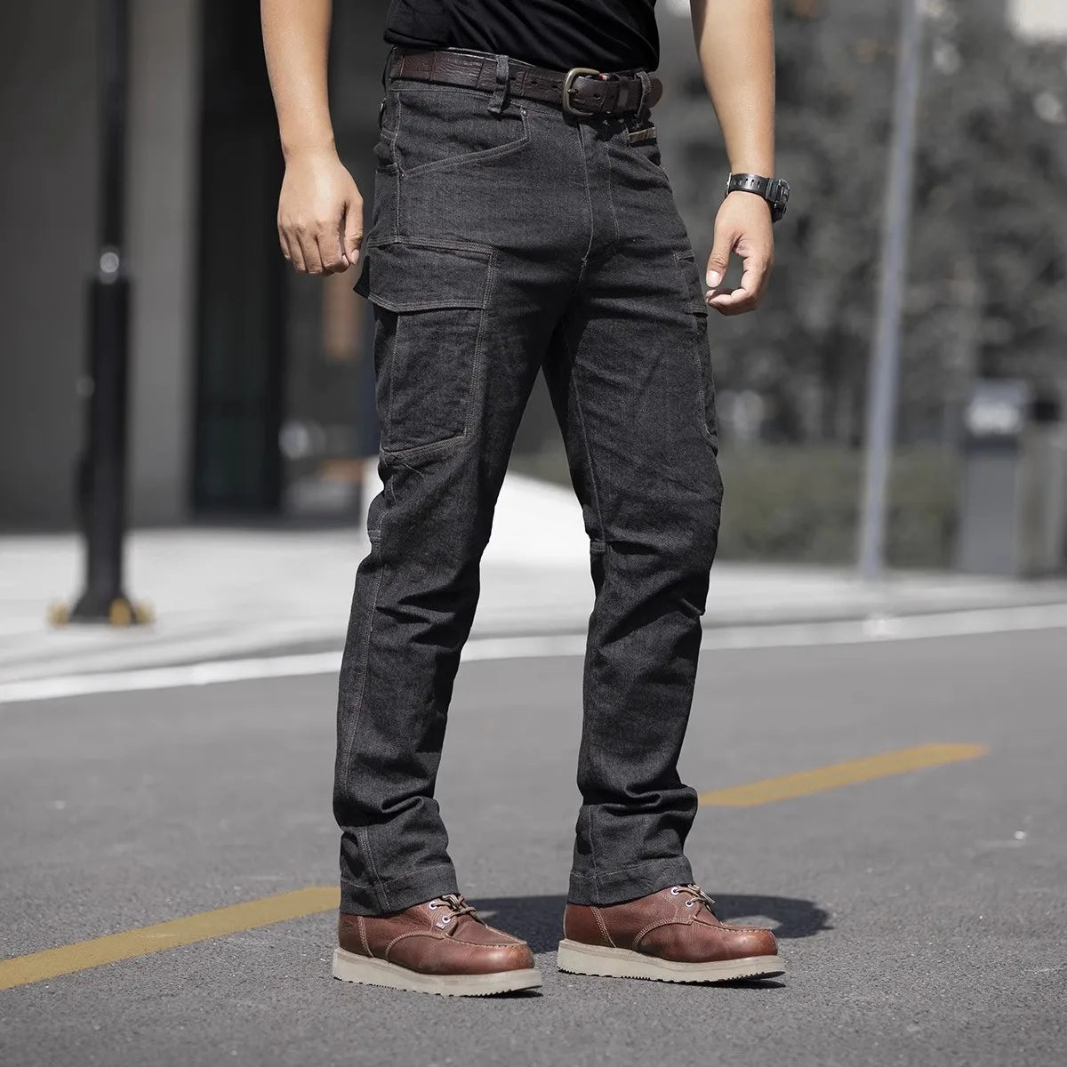 Men's Tactical Jeans Military Denim Cargo Pants Multi-pocket Elastic