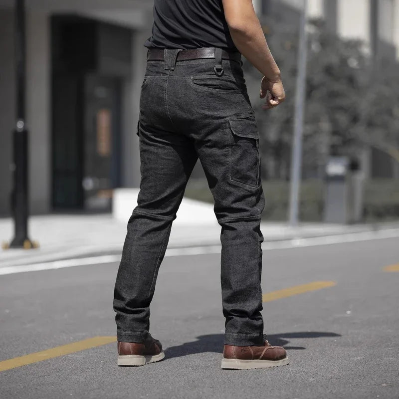 Men's Tactical Jeans Military Denim Cargo Pants Multi-pocket Elastic