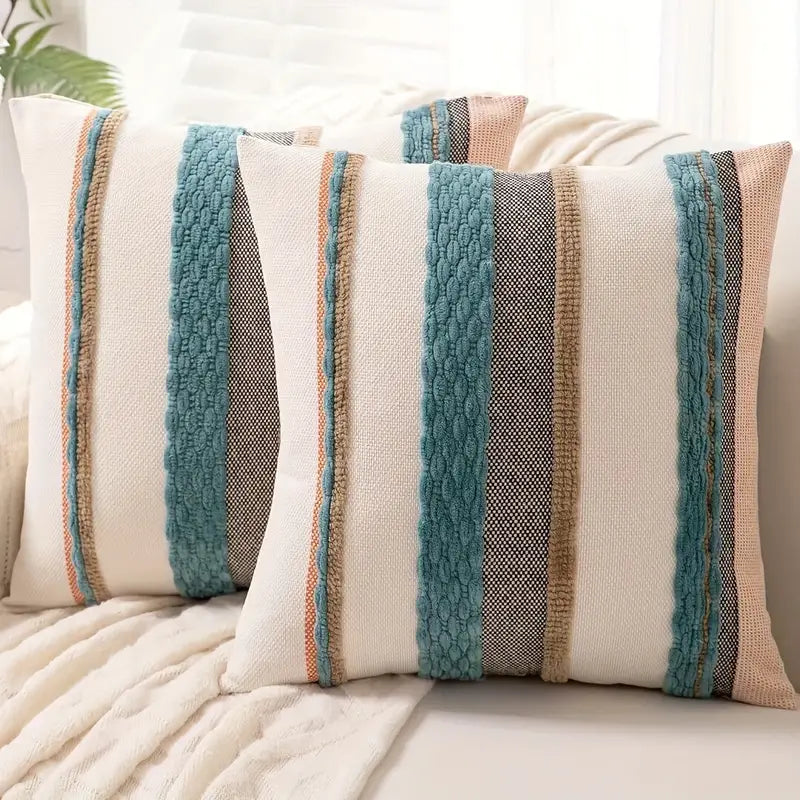 Boho Striped Chenille Throw Pillowcases