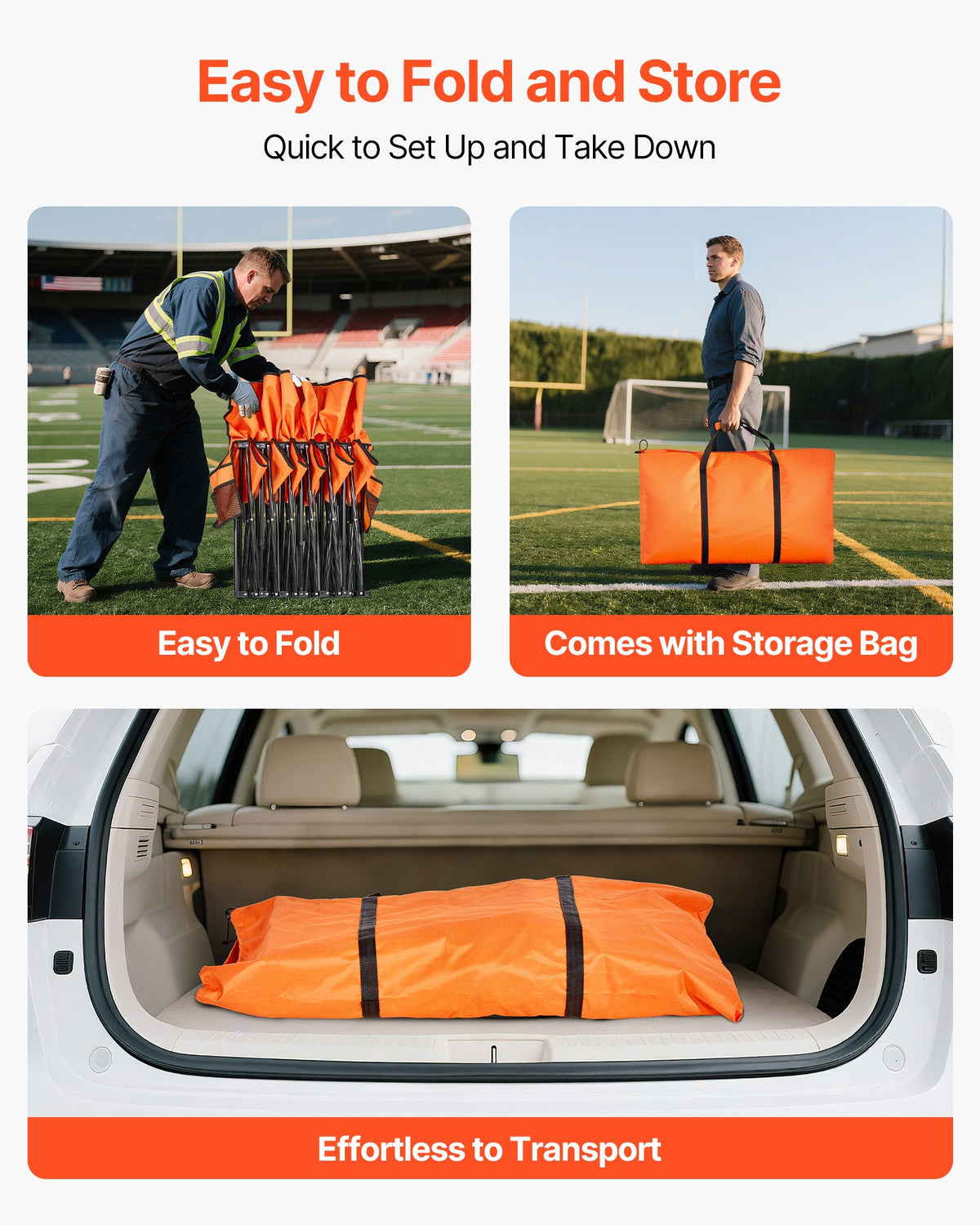 Portable Folding Bench, 6 Seat Foldable Soccer Bench with Side Pockets