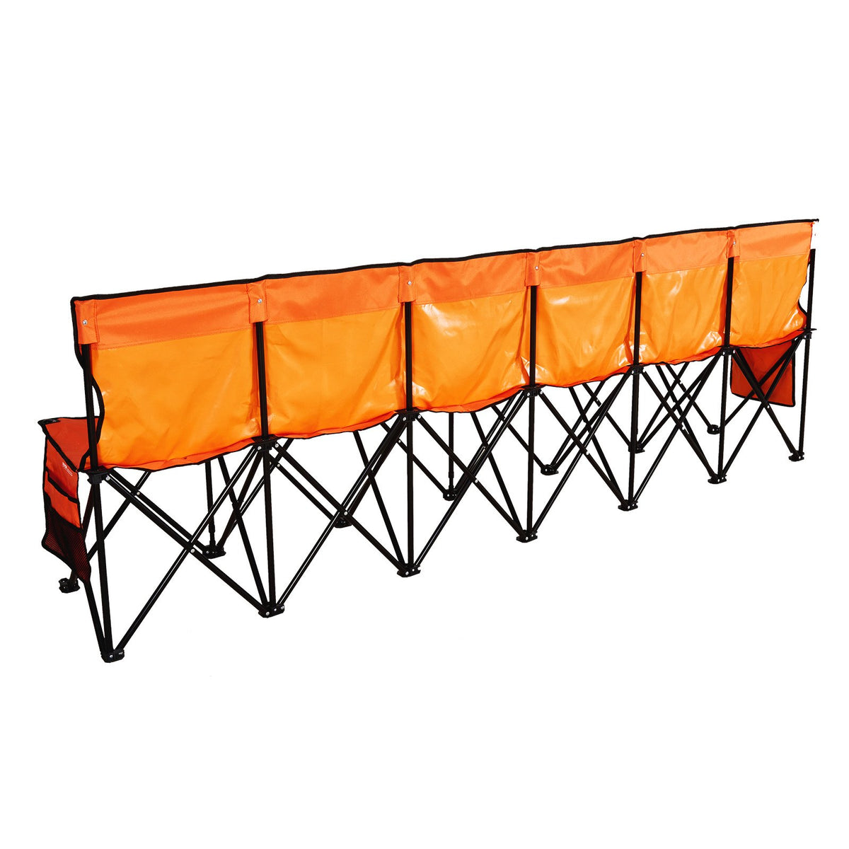 Portable Folding Bench, 6 Seat Foldable Soccer Bench with Side Pockets