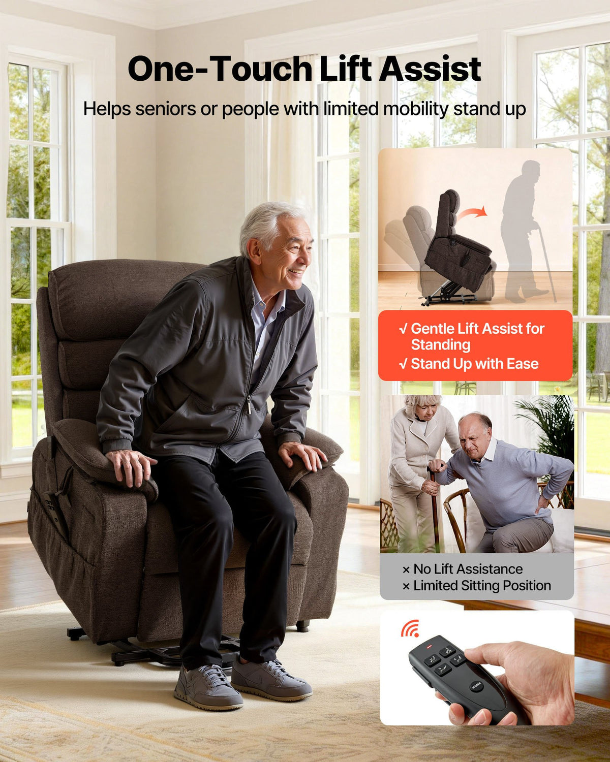 Power Lift Recliner Chair, Dual Motor, Medium Electric Lift Chair with
