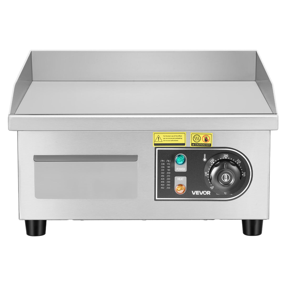 Commercial Electric Griddle, 355 x 300 mm, 2000W, 50-300°C Adjustable